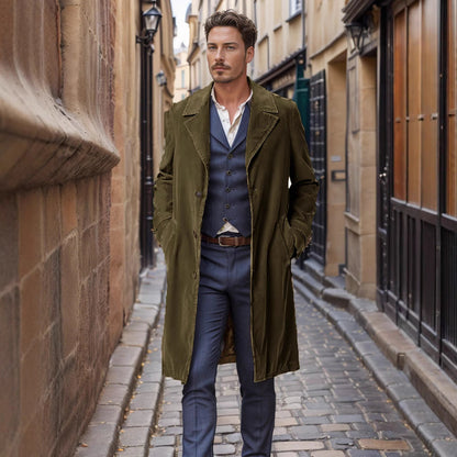 Eleganter Herren Wollmantel Modern Schwarz