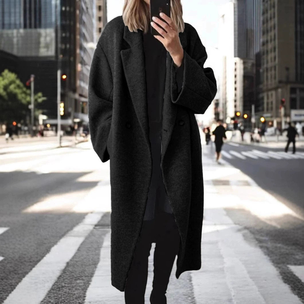 Damen Oversized Wollmantel Großmaßig Warm