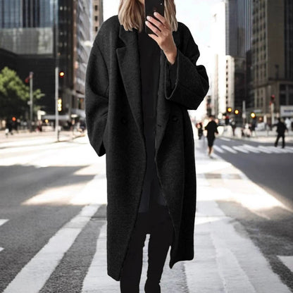 Damen Oversized Wollmantel Großmaßig Warm