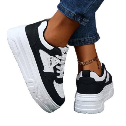 Damen Plateau Sneaker Komfortabel Atmungsaktiv