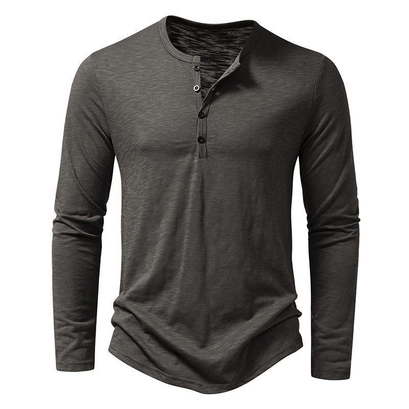 Herren Langarmshirt Leicht Knopfleiste Modern - BerlinGlamour