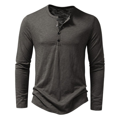 Herren Langarmshirt Leicht Knopfleiste Modern - BerlinGlamour
