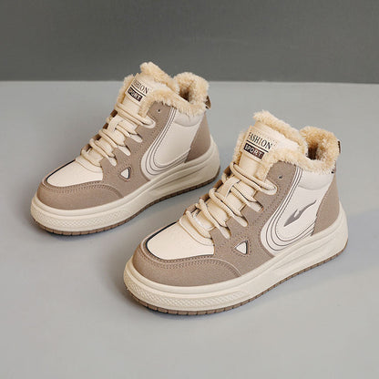 Damen Sneaker High-Top Kuschelig Fleece Innensohle Rutschfest