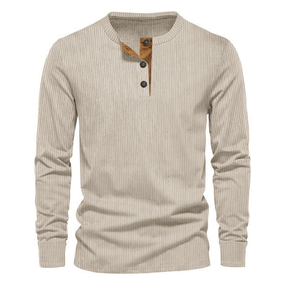Herren Langarmshirt Modern Rippdesign Knopfdetails
