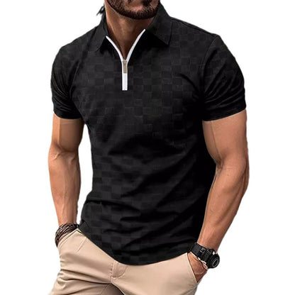 Herren Polohemd Kurzarm Sportlich Reißverschluss Modern