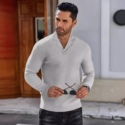 Herren Polohemd Langarm Modern Kragen SlimFit