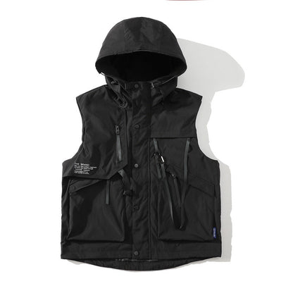 Herren Outdoor-Weste Wasserdicht mit Kapuze und Taschen