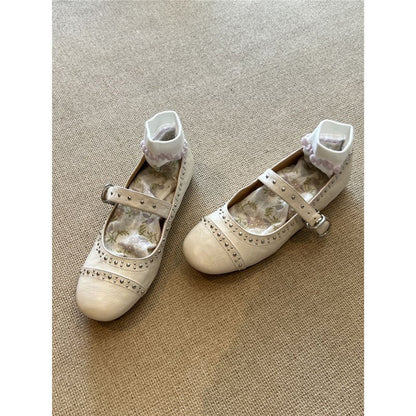 Damen Ballerinas Elegante Mary Jane Schuhe mit Nieten - BerlinGlamour