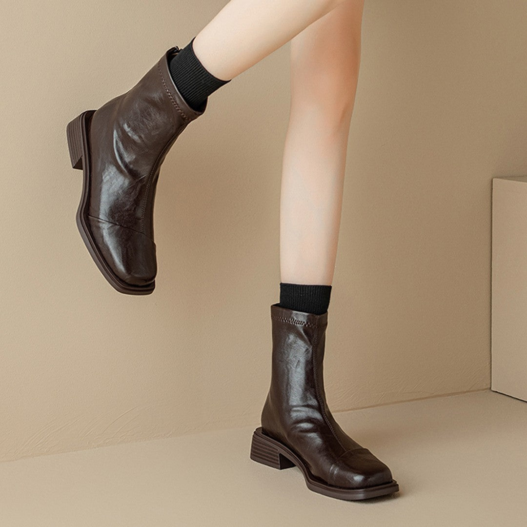 Damen Boots Schuhe Mit Reißverschluss Komfort Blockabsatz