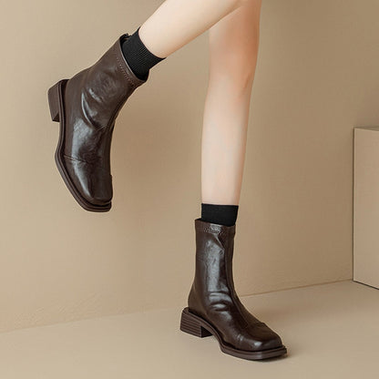 Damen Boots Schuhe Mit Reißverschluss Komfort Blockabsatz