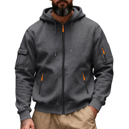 Herren Hoodie Sportlich mit Reißverschlusstaschen Modern