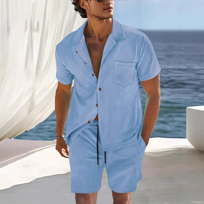 Herren Kurzarmhemd Sommerleicht mit passenden Shorts