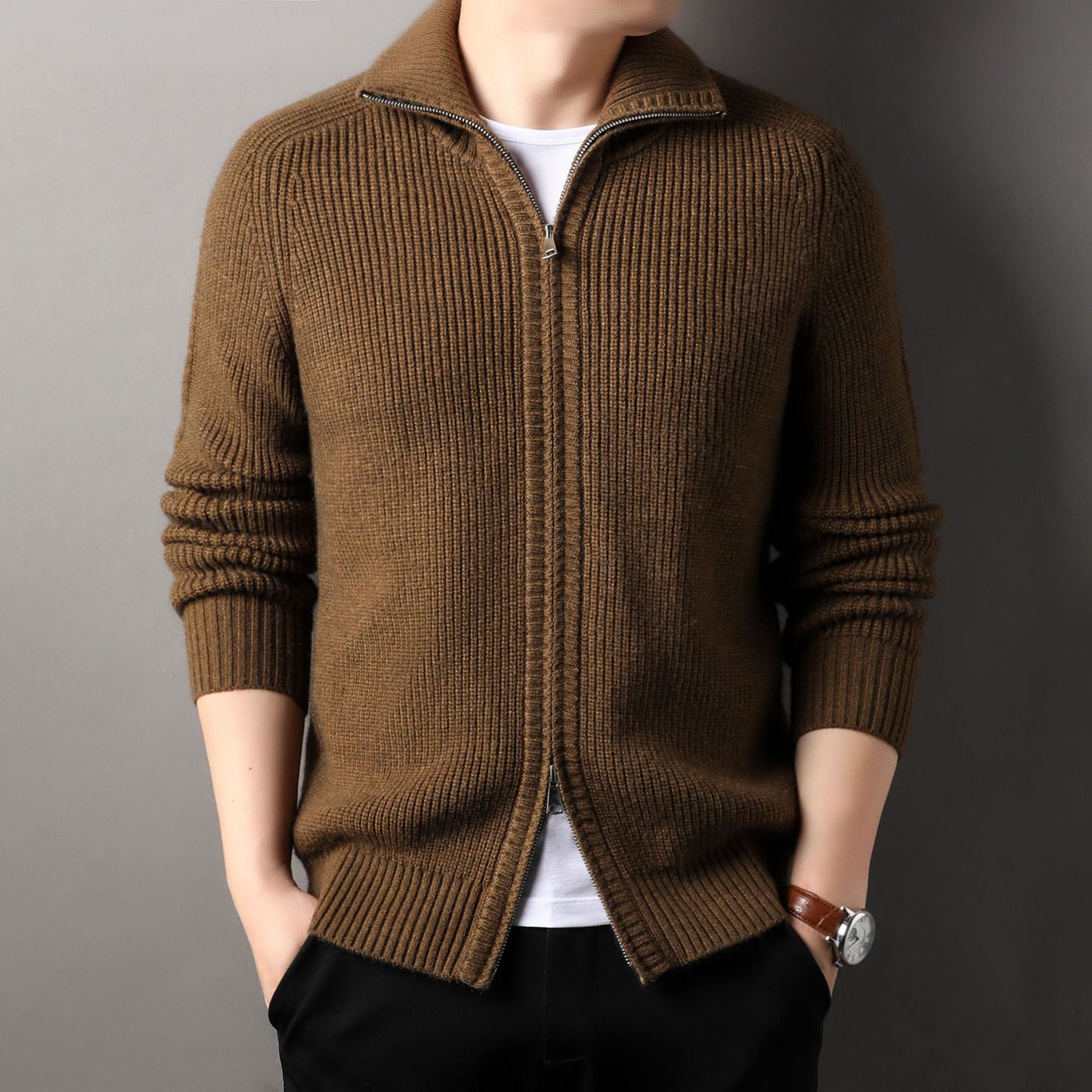 Herren Pullover Stehkragen Modern Wolle Qualität - BerlinGlamour