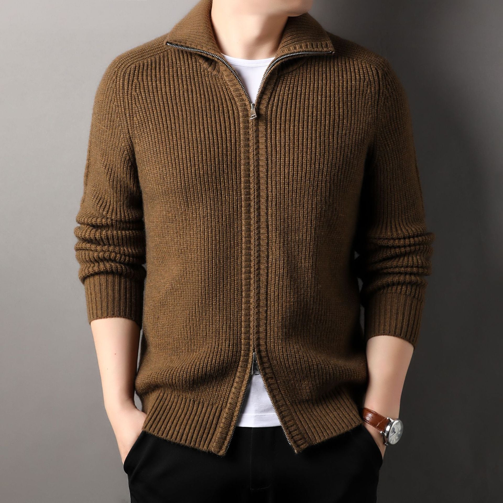 Herren Pullover Stehkragen Modern Wolle Qualität - BerlinGlamour