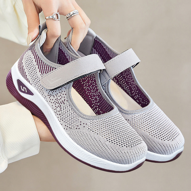 Damen Sportschuhe Bequem Atmungsaktiv Sneaker mit Klettverschluss - BerlinGlamour
