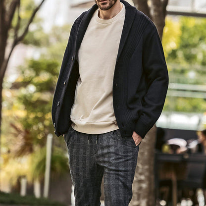 Herren Strickcardigan Lässig V-Ausschnitt Knöpfe Modern
