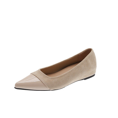 Damen Ballerinas Elegante Lack und Veloursleder Schuhe