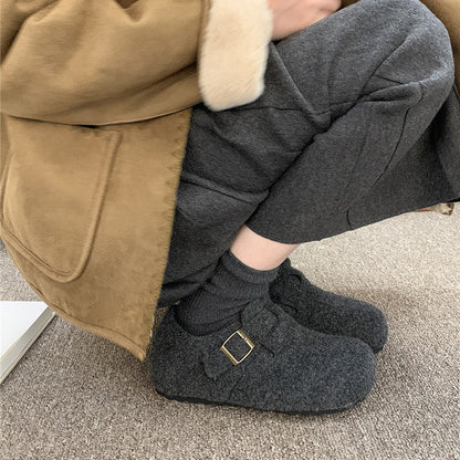 Damen Filzhausschuhe Warm mit Schnalle Modisch Winterlich