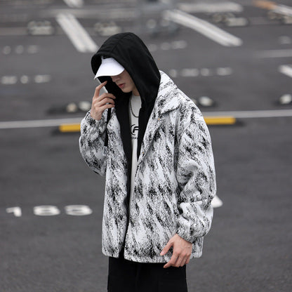 Herren Übergangsjacke Karomuster Kapuze Modern