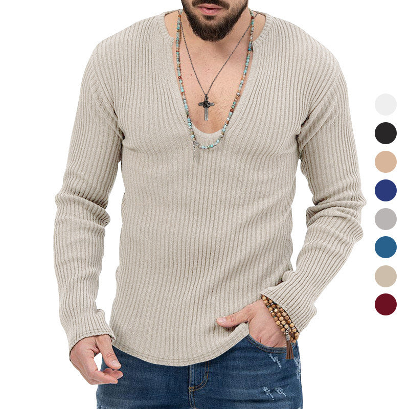 Herren Pullover Langarm V-Ausschnitt Moderner Schnitt