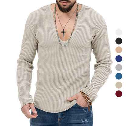 Herren Pullover Langarm V-Ausschnitt Moderner Schnitt