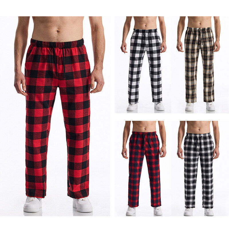 Herren Pyjamahose Weich Flanell Warm Bequem