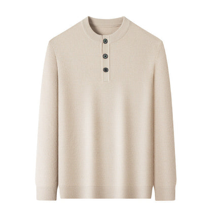 Herren Strickpullover Warm Knopfleiste Winter