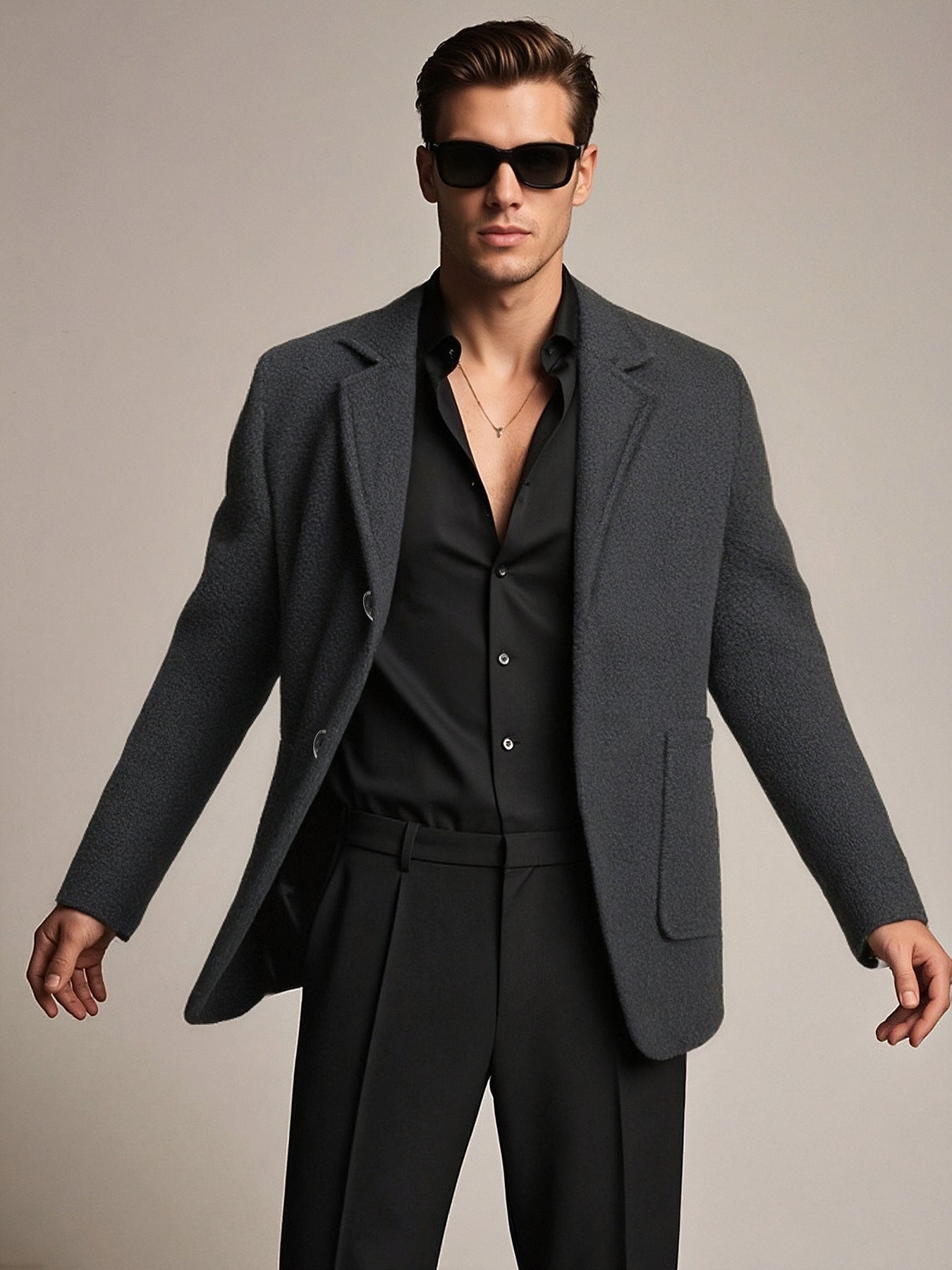 Herren Blazer Elegant Strukturiert mit Taschen Modern