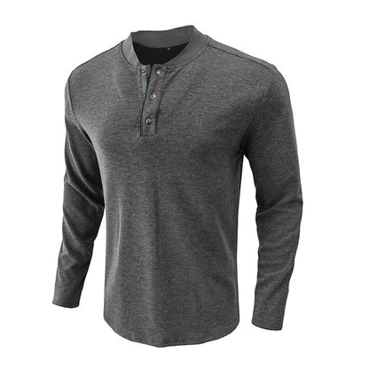 Herren Langarm-Shirt Modern mit Knopfleiste und Struktur Optik