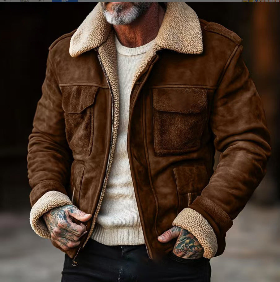 Herren Lederjacke Elegant Teddyfutter Warm - BerlinGlamour
