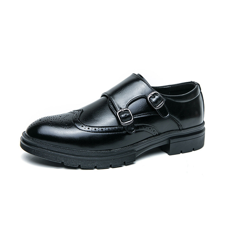 Damen Monk-Schuhe Elegantes Design Leder Schwarz