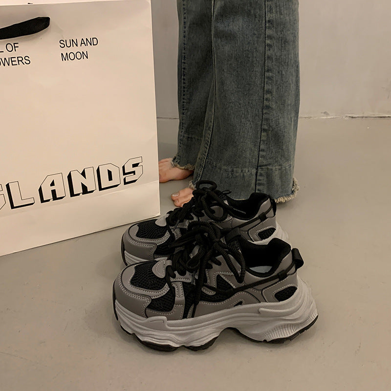 Damen Sneaker Chunky mit Mesh Obermaterial und Weicher Sohle
