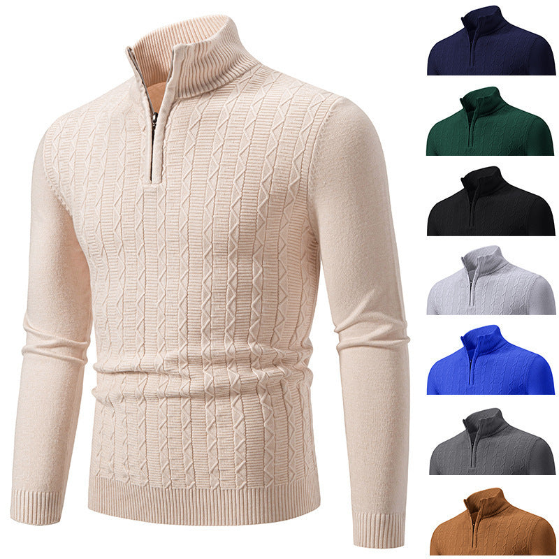 Herren Pullover Modern Stehkragen Reißverschluss Strick - BerlinGlamour