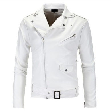 Lederjacke Herren Bikerstyle Asymmetrisch Schwarz
