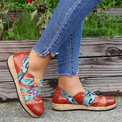 Damen Pantoletten Komfort Weich Bunt Blumen Design