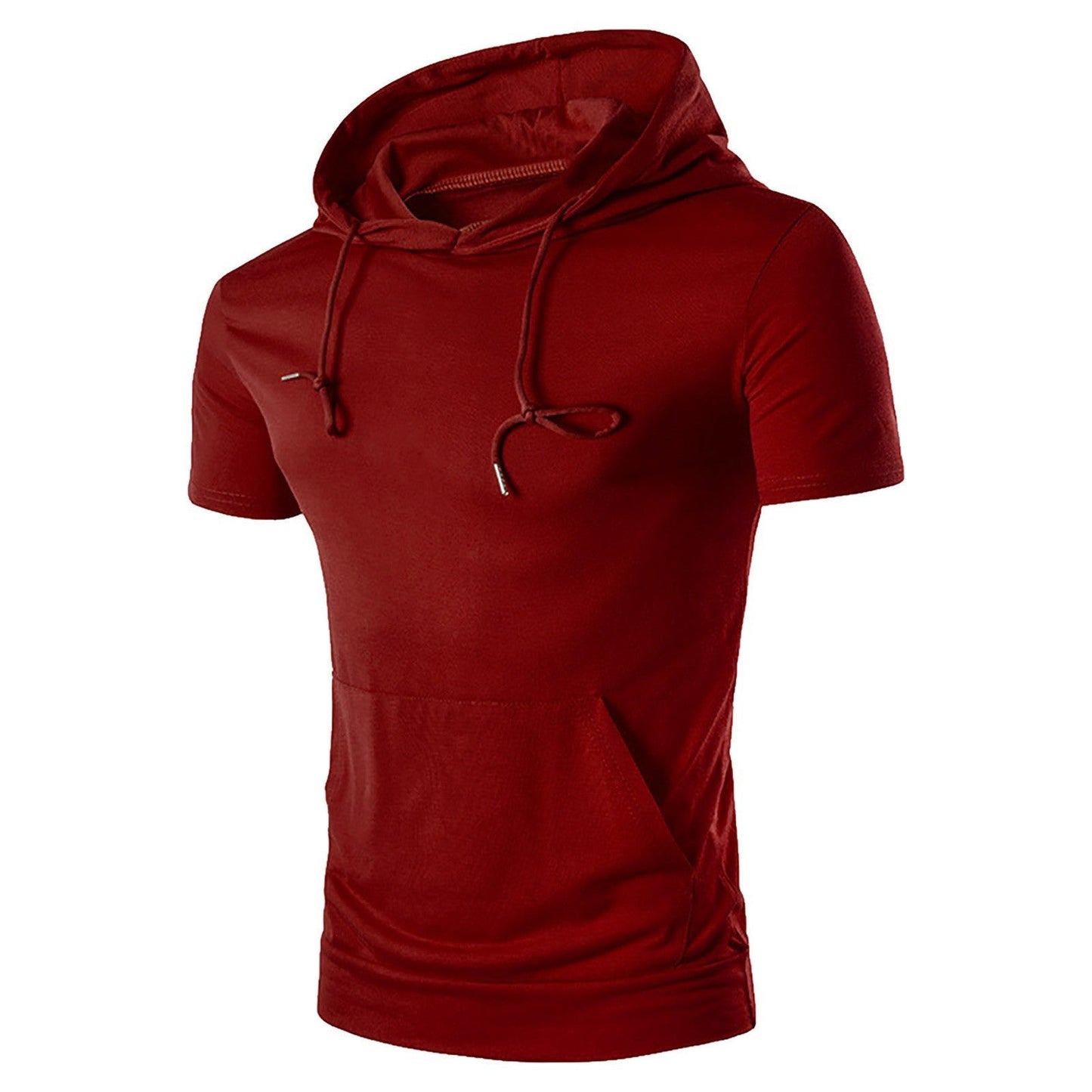 Herren Hoodie Kurzarm Lässig mit Kängurutasche Modern