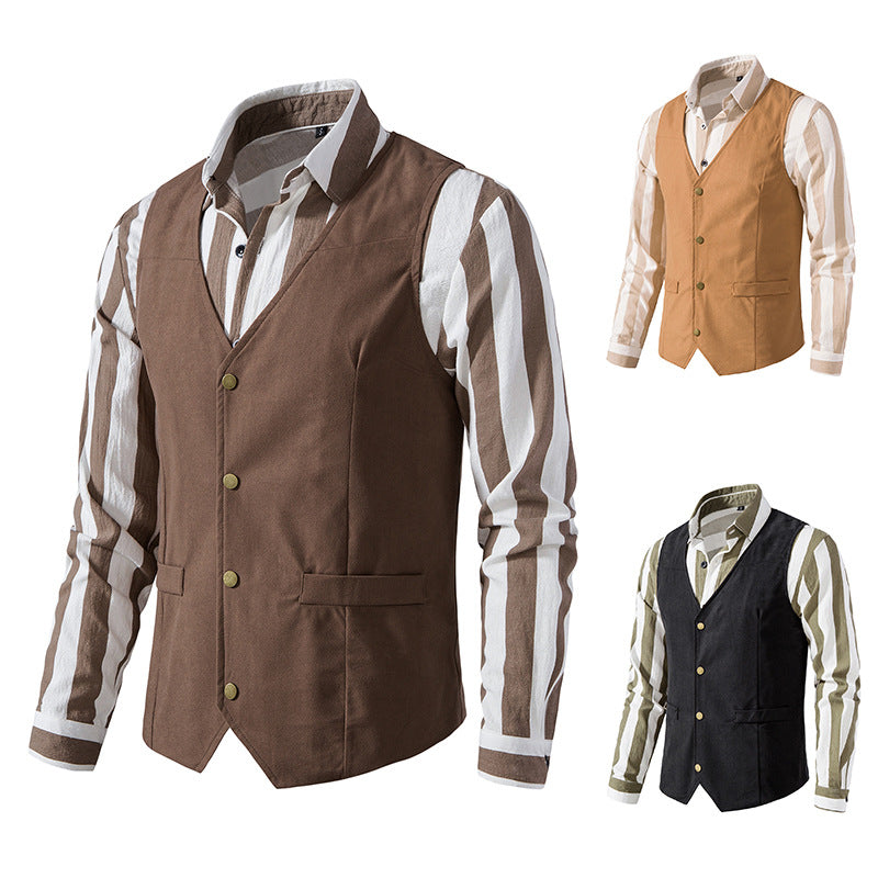 Herren Weste Modern Elegant Strukturiert Schwarze - BerlinGlamour