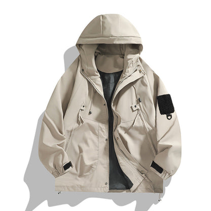 Herren Outdoor-Jacke Leicht Wasserdicht Mit Verstellbarem Kragen