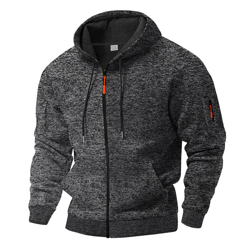 Herren Fleece Kapuzenpullover Sportlich mit Reißverschluss
