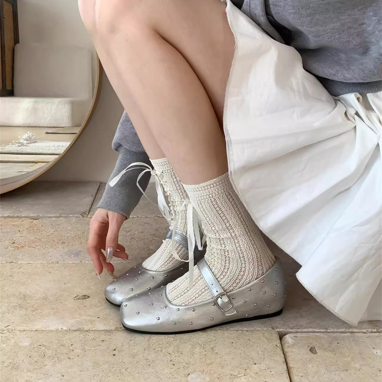 Damen Ballerinas Elegant Schnalle Glitzer - BerlinGlamour