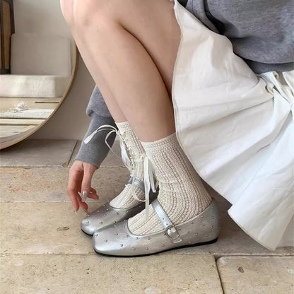 Damen Ballerinas Elegant Schnalle Glitzer - BerlinGlamour