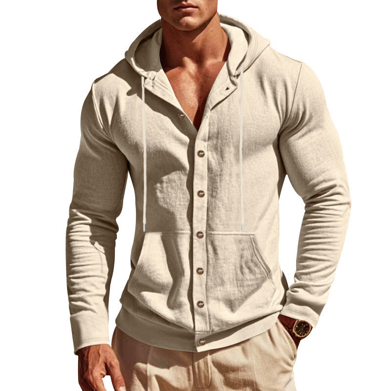 Herren Kapuzensweater Mit Knöpfen Praktisch Taschen