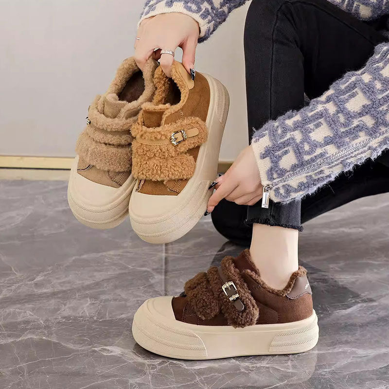 Damen Sneaker Bequem Kuschelig Mit Klettverschluss - BerlinGlamour