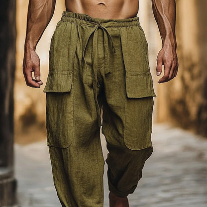 Herren Leinenhosen Harem Style Bequem Sommer
