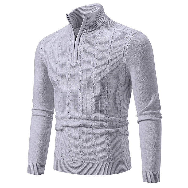 Herren Strickpullover Modern Stehkragen Struktur Optik