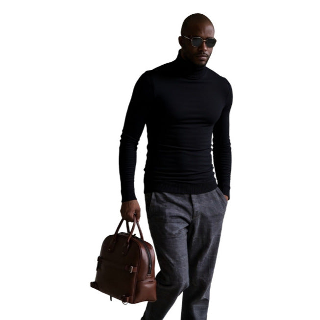 Herren Rollkragenpullover Fein Strukturiert Elegangt