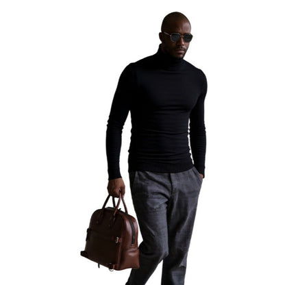 Herren Rollkragenpullover Fein Strukturiert Elegangt