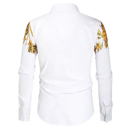Herren Langarmhemd Blumenmuster Eleganter Kragen Modern