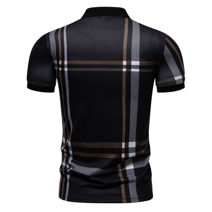 Herren Polohemd Kurzarm Karomuster Elastisch Modern