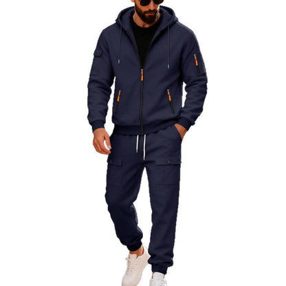 Herren Jogginganzug Kapuze mit Taschen Modern Sportlich